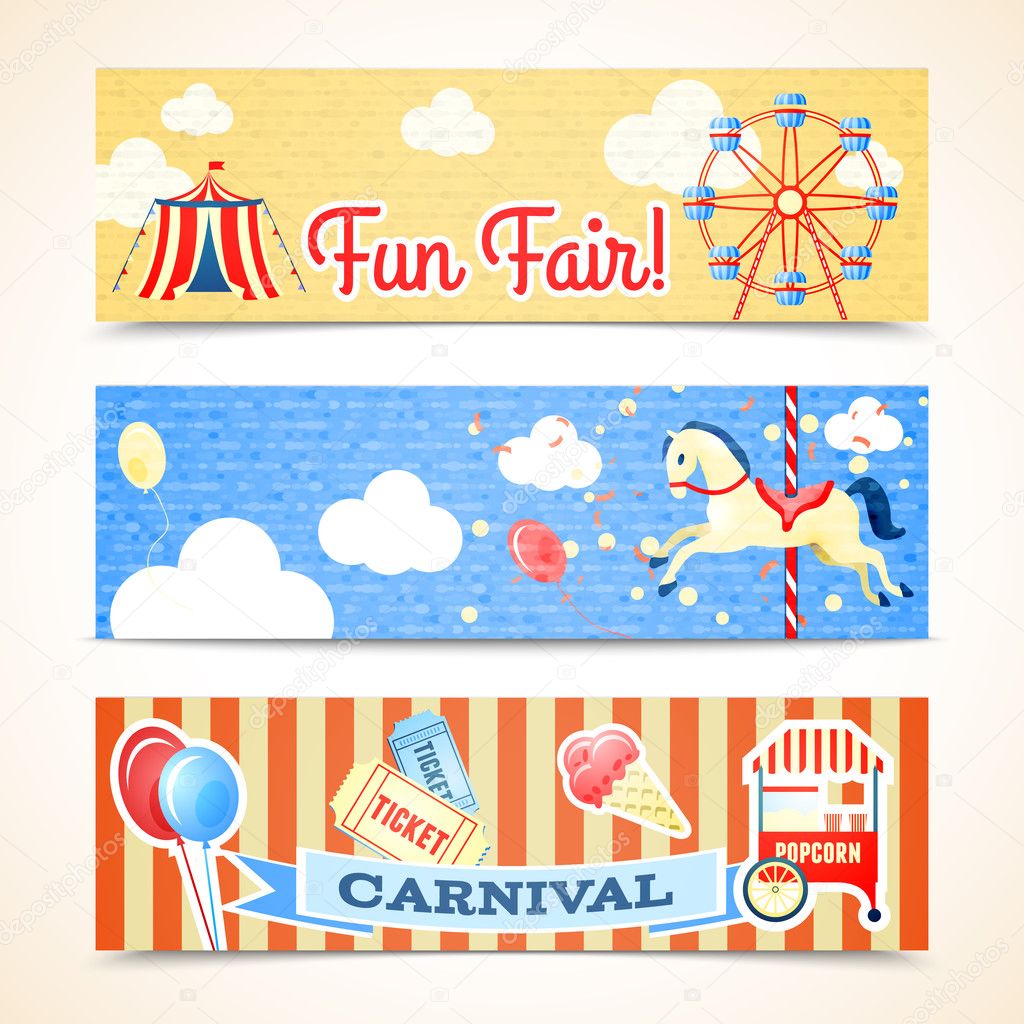 Vintage carnival banners horizontal