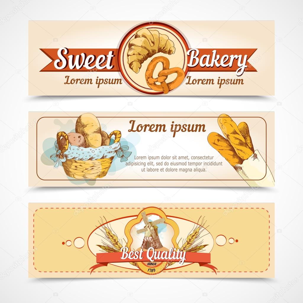 Bakery hand drawn banners