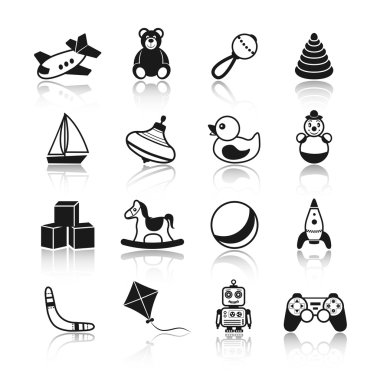 Toys Black Icons Set clipart