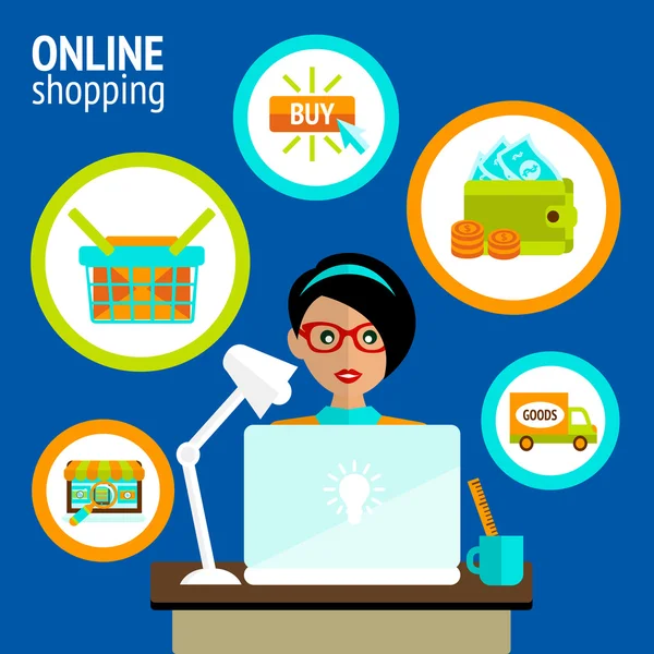 Person Laptop Online-Einkaufskonzept — Stockvektor