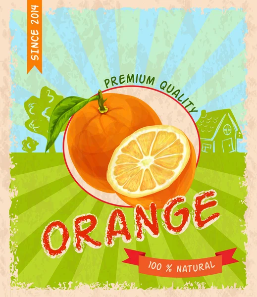 Poster retro oranye - Stok Vektor
