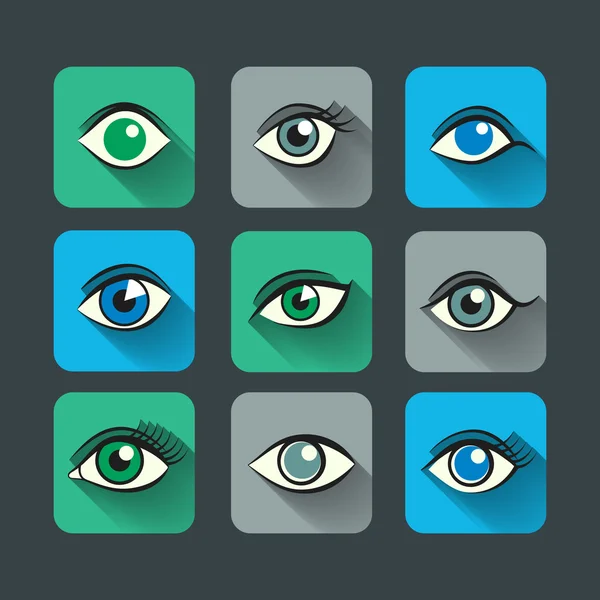 Icônes yeux ensemble plat — Image vectorielle
