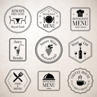 Restoran Menü etiketleri siyah