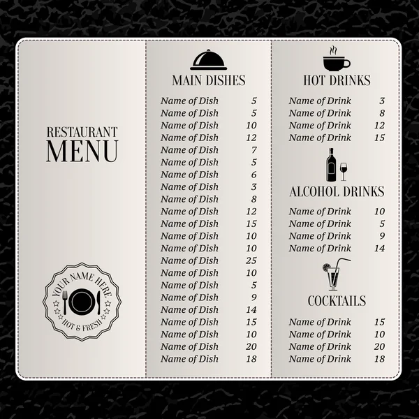 Templat menu restoran - Stok Vektor