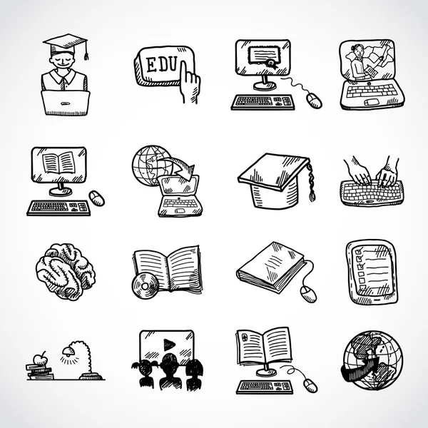 Online education icon sketch — Stock Vector