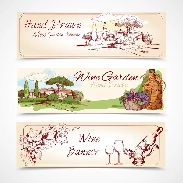 Conjunto de pancartas de vino — Archivo Imágenes Vectoriales
