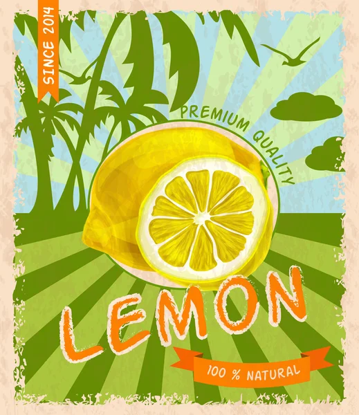 Cartel retro limón — Vector de stock