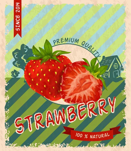 Strawberry retro poster — Stock Vector