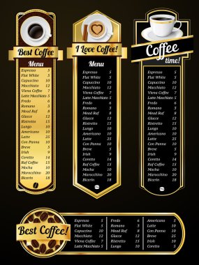 Coffee menu templates clipart