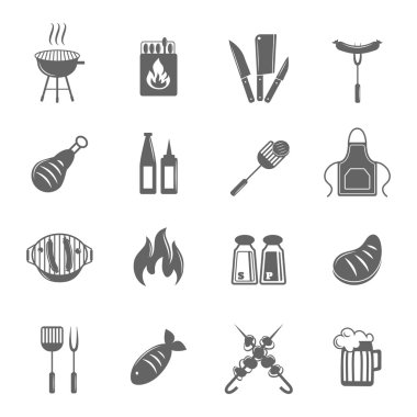 Barbekü Izgara Icons set