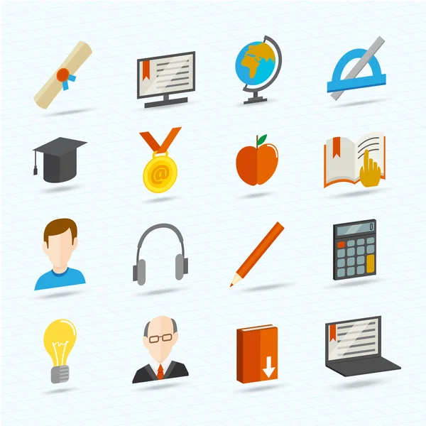 E-learning Flat Icons — Stock Vector