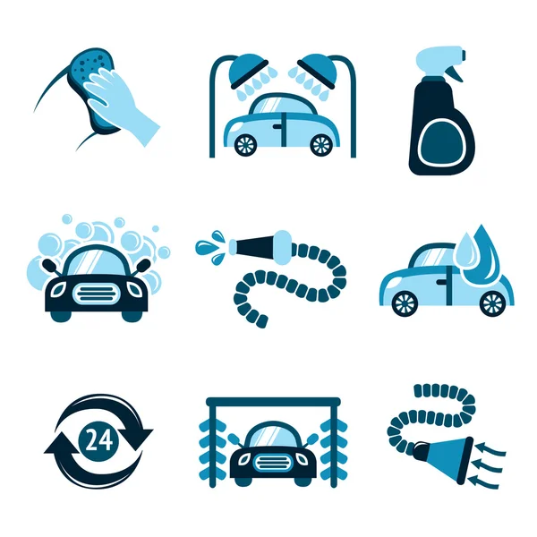 Myjnia samochodowa ikony — Wektor stockowy