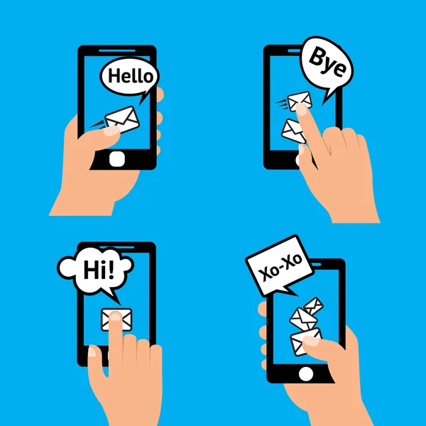 Hand smartphone meddelande — Stock vektor