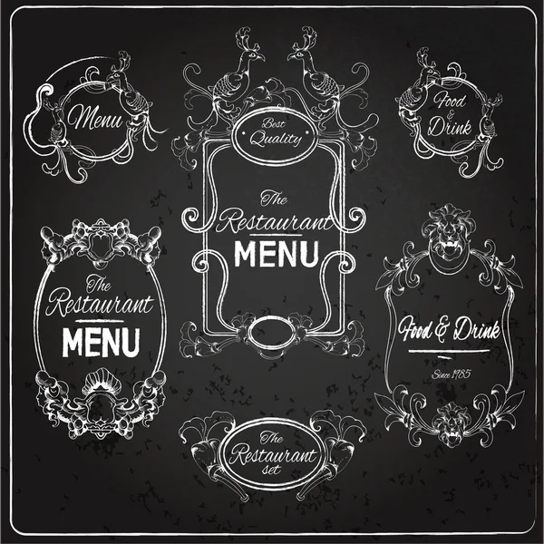 Restaurant labels chalkboard — Stock Vector