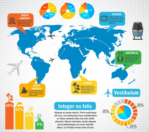 Conjunto de elementos de infografía turística — Archivo Imágenes Vectoriales