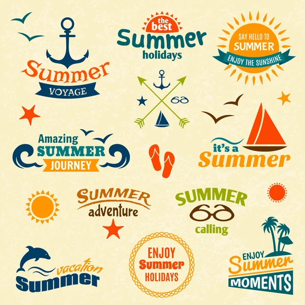 Summer element label set — Stock Vector