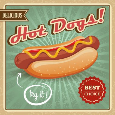 Hot dog poster clipart