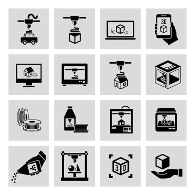 Yazıcı 3d Icons set