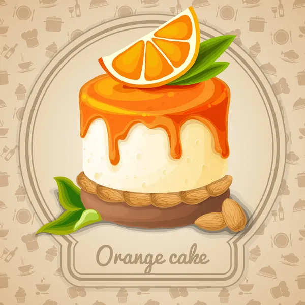 Orange cake emblem — Stock Vector