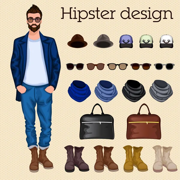 Hipster guy elements — Stock Vector