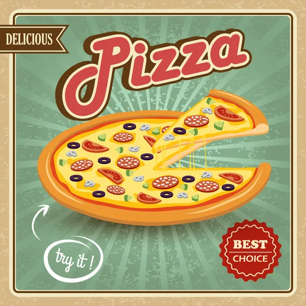 Pizza retro affisch — Stock vektor