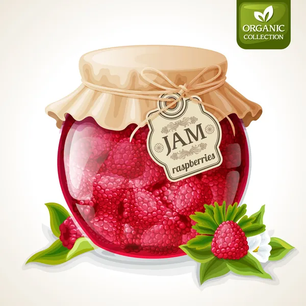 Raspberry jam jar — Stock Vector