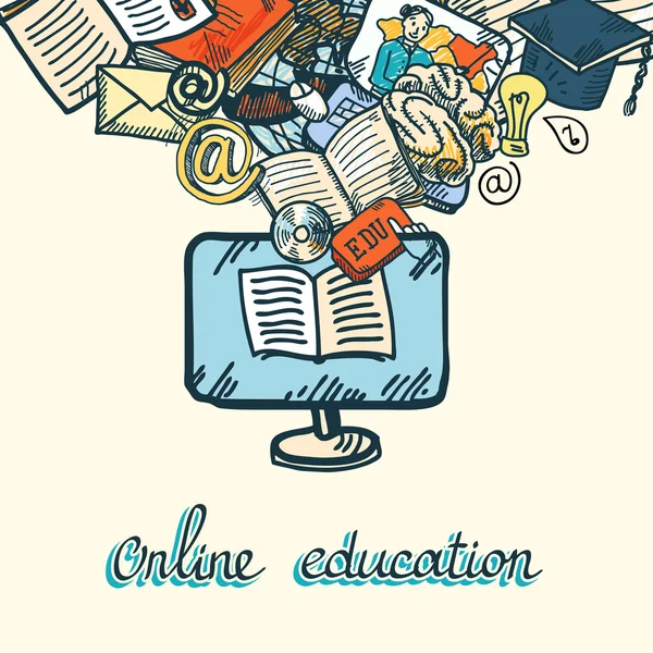 SET Ícono DE EDUCACIÓN EN LÍNEA — Vector de stock