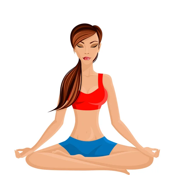 Young woman in lotus pose — Stock Vector