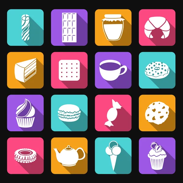 Sweets flat icons set — Stock Vector