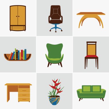 Furniture flat icons
