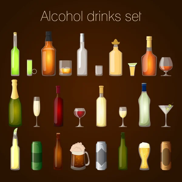 Alcohol drinks set — Stock Vector