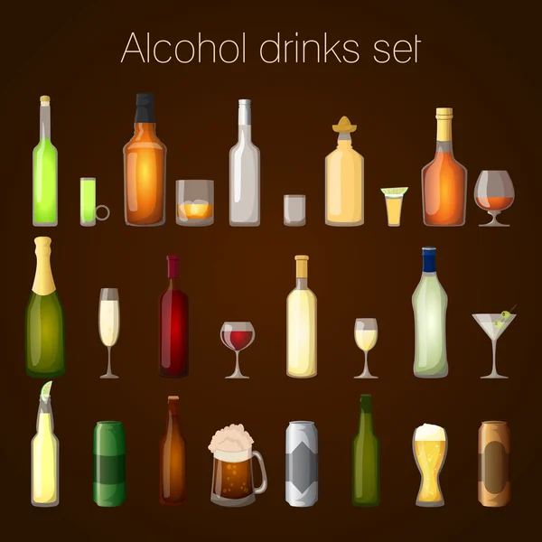 Juego de bebidas alcohólicas — Vector de stock