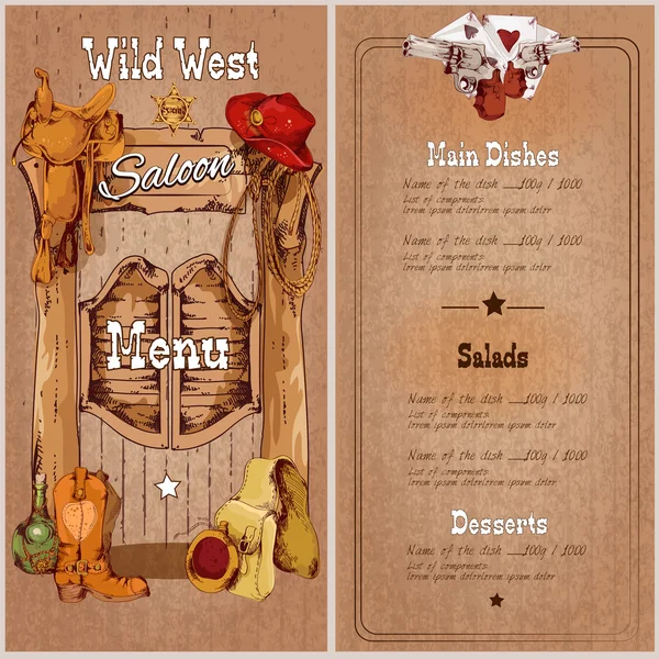 Wild west saloon menu — Stockvector