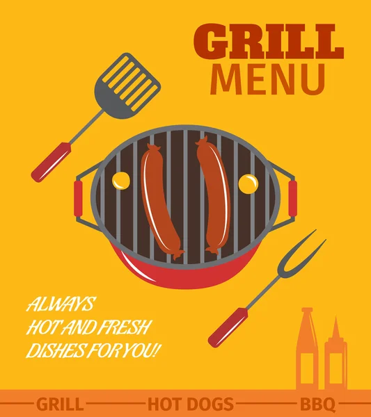Bbq grill poster — Stock Vector