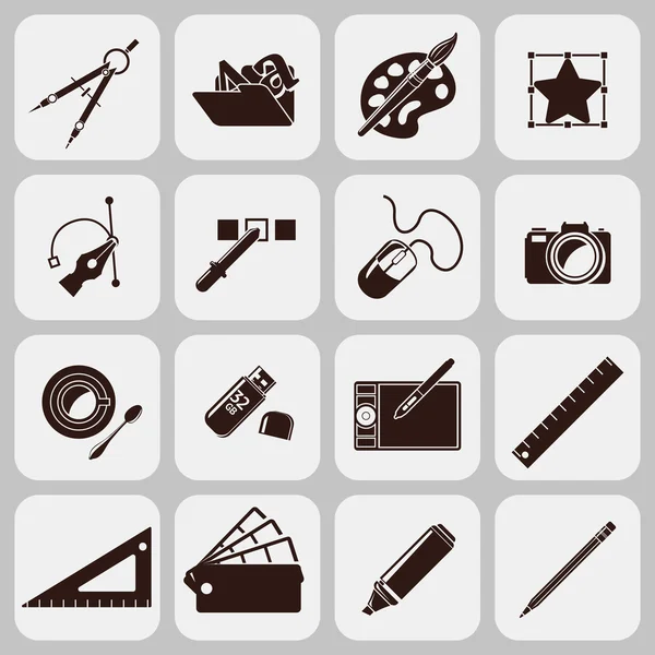 Designer Tools Black Icons Stock Illustration