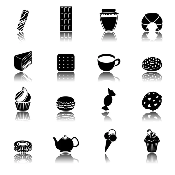 Conjunto de iconos negros dulces — Vector de stock