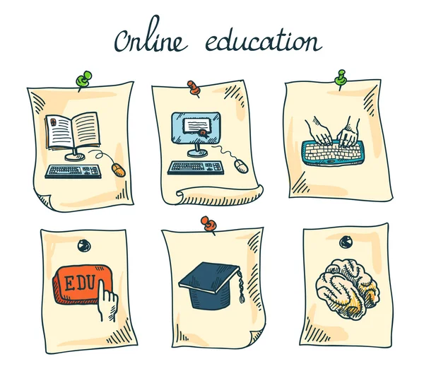 Etiqueta engomada educación en línea — Archivo Imágenes Vectoriales
