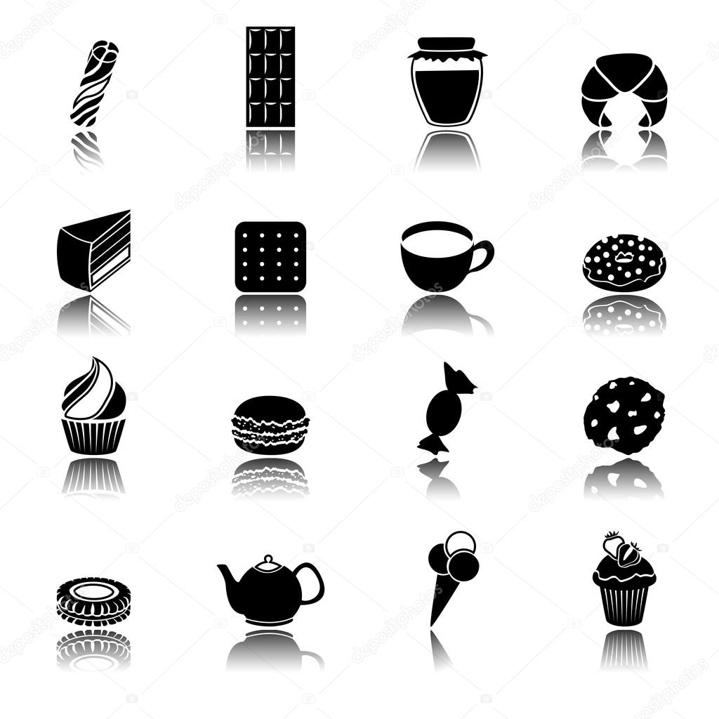 Sweets black icons set