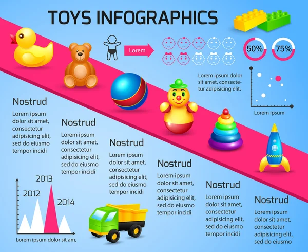 Oyuncaklar Infographic şablonu — Stok Vektör