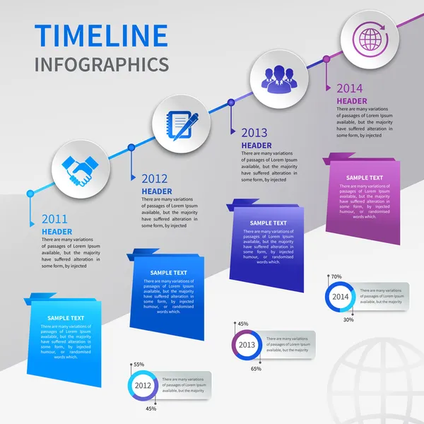 Χαρτί infographics λωρίδα χρόνου — Διανυσματικό Αρχείο