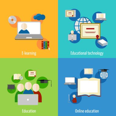 Online education icon flat clipart