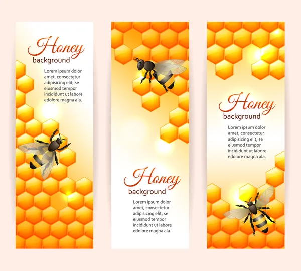 Včela bannery vertikální — Stockový vektor