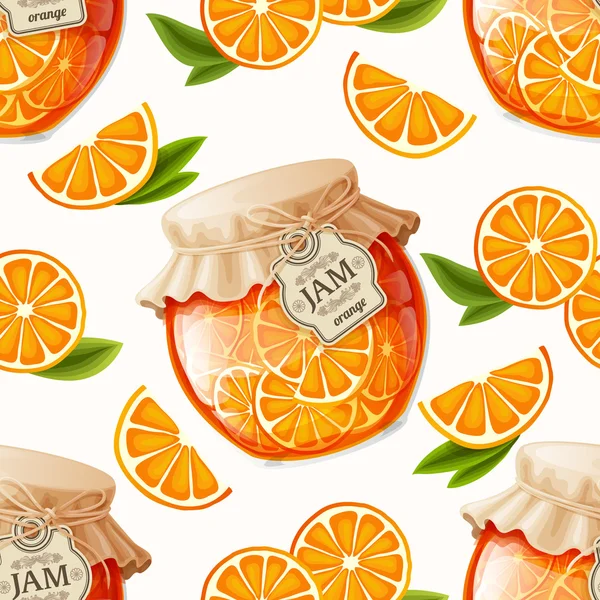 オレンジのジャムのシームレスなパターン — ストックベクタ