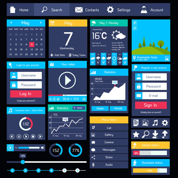 Flat user interface template
