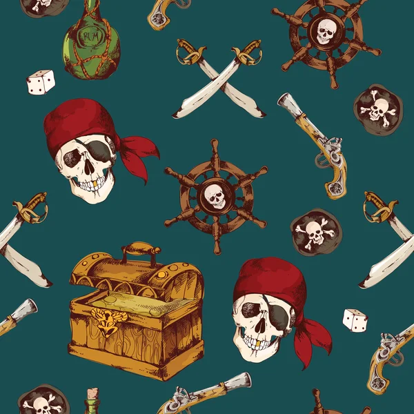 Pirates naadloze patroon — Stockvector