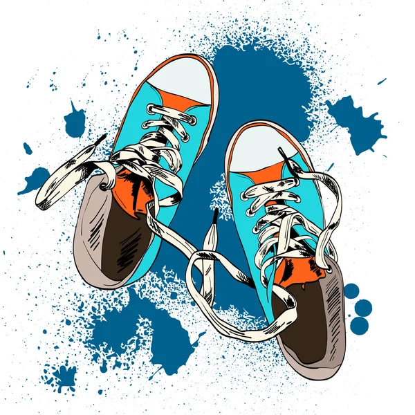 Gumshoes schets grunge — Stockvector