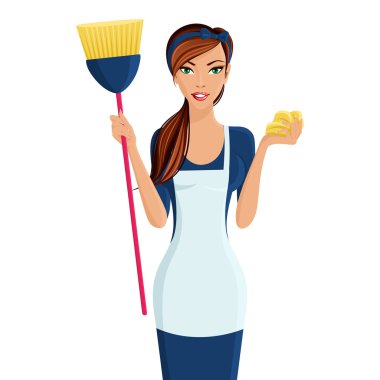 Young woman cleaner clipart