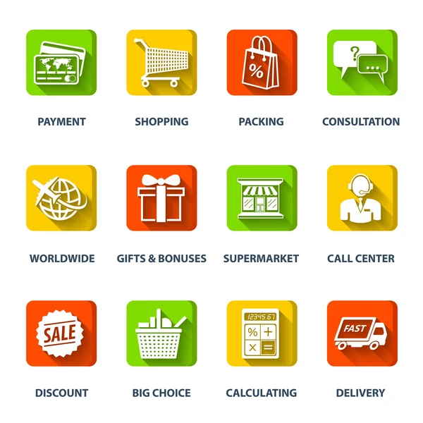 Sklepów e-commerce Ikony — Wektor stockowy