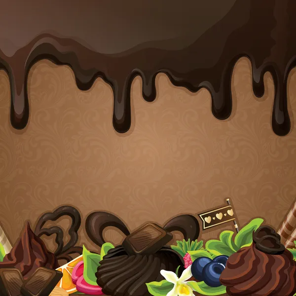 Fondo de dulces de chocolate negro — Vector de stock