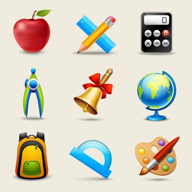 okul gerçekçi Icons set